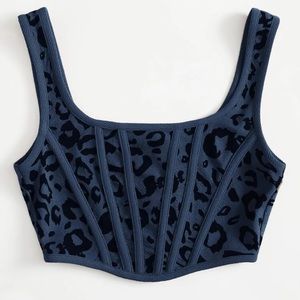 corset style asymmetrical hem leopard tank top